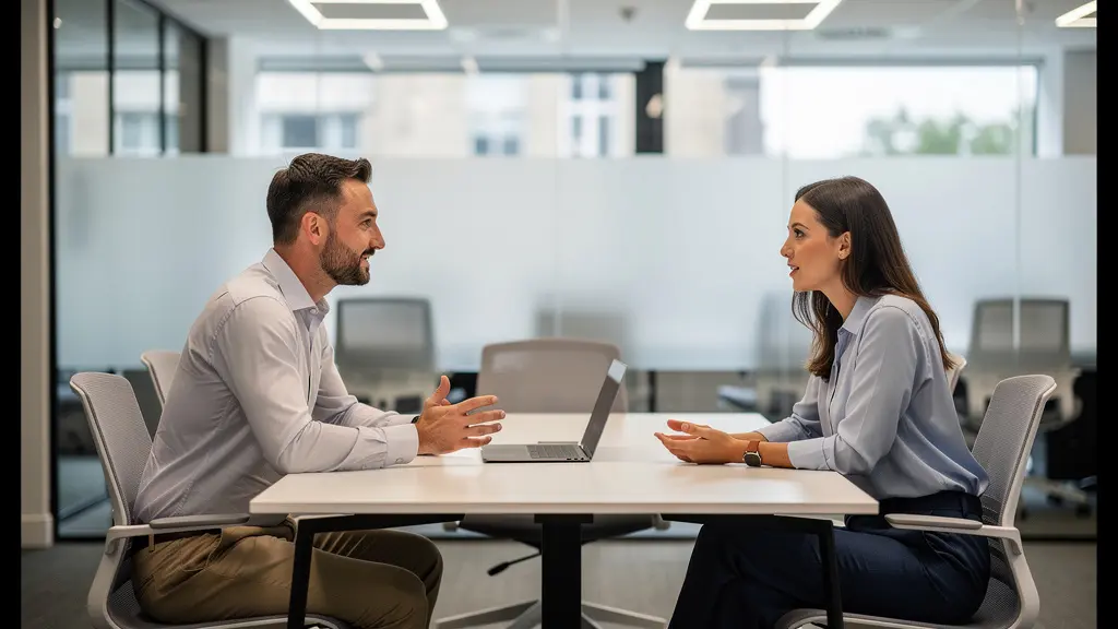RevOps and Finance professionals discussing commission strategy in UK meeting room